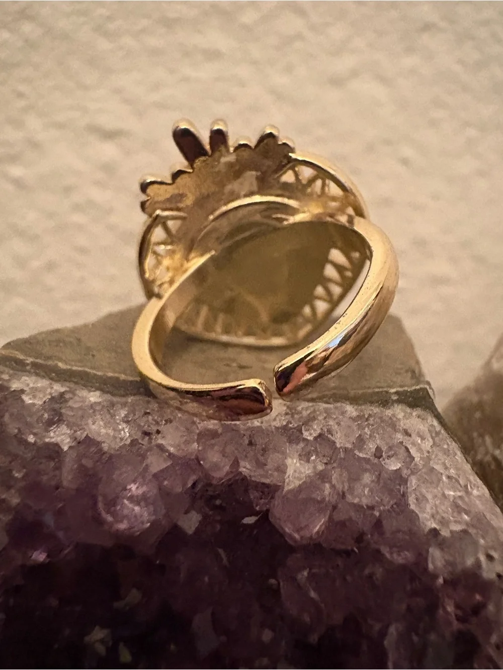 Gold Tone Evil Eye Statement Adjustable Ring